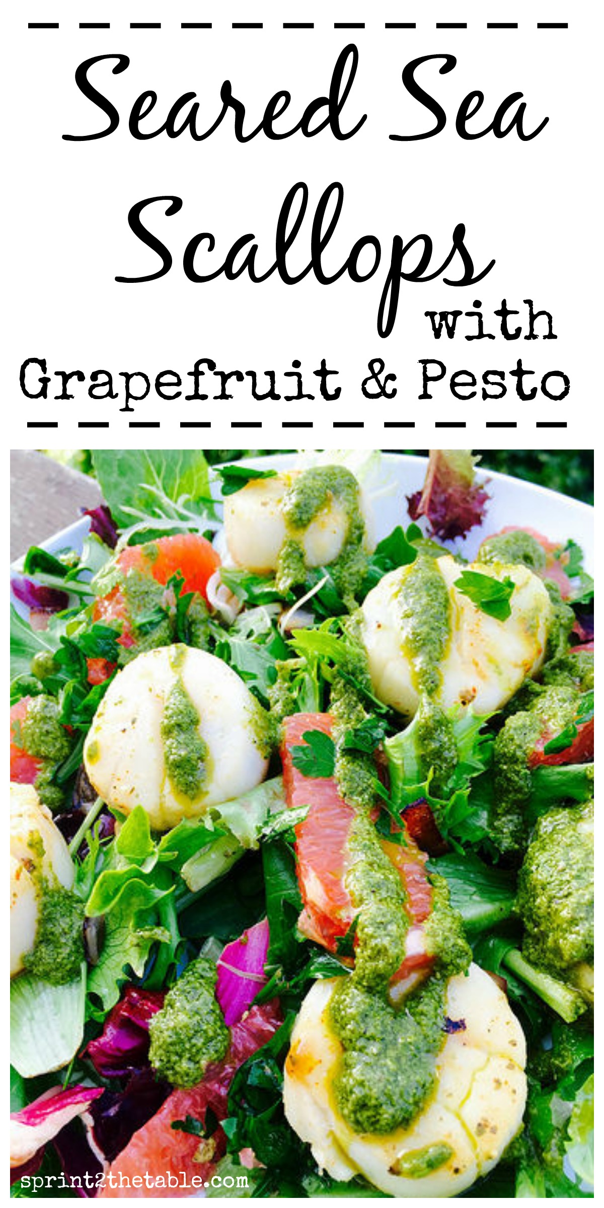 Seared Sea Scallops with Grapefruit & Pesto - this light and healthy dish packs a TON of flavor in each bite!