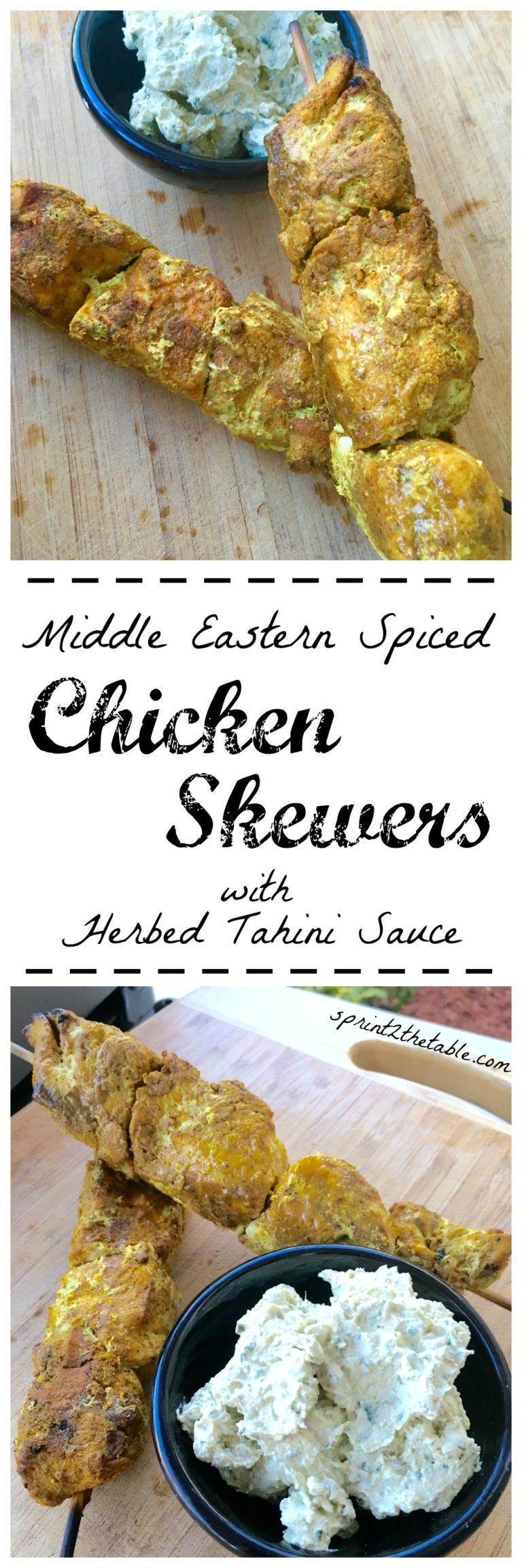 Middle Eastern Spiced Chicken Skewers with Herbed Tahini Sauce